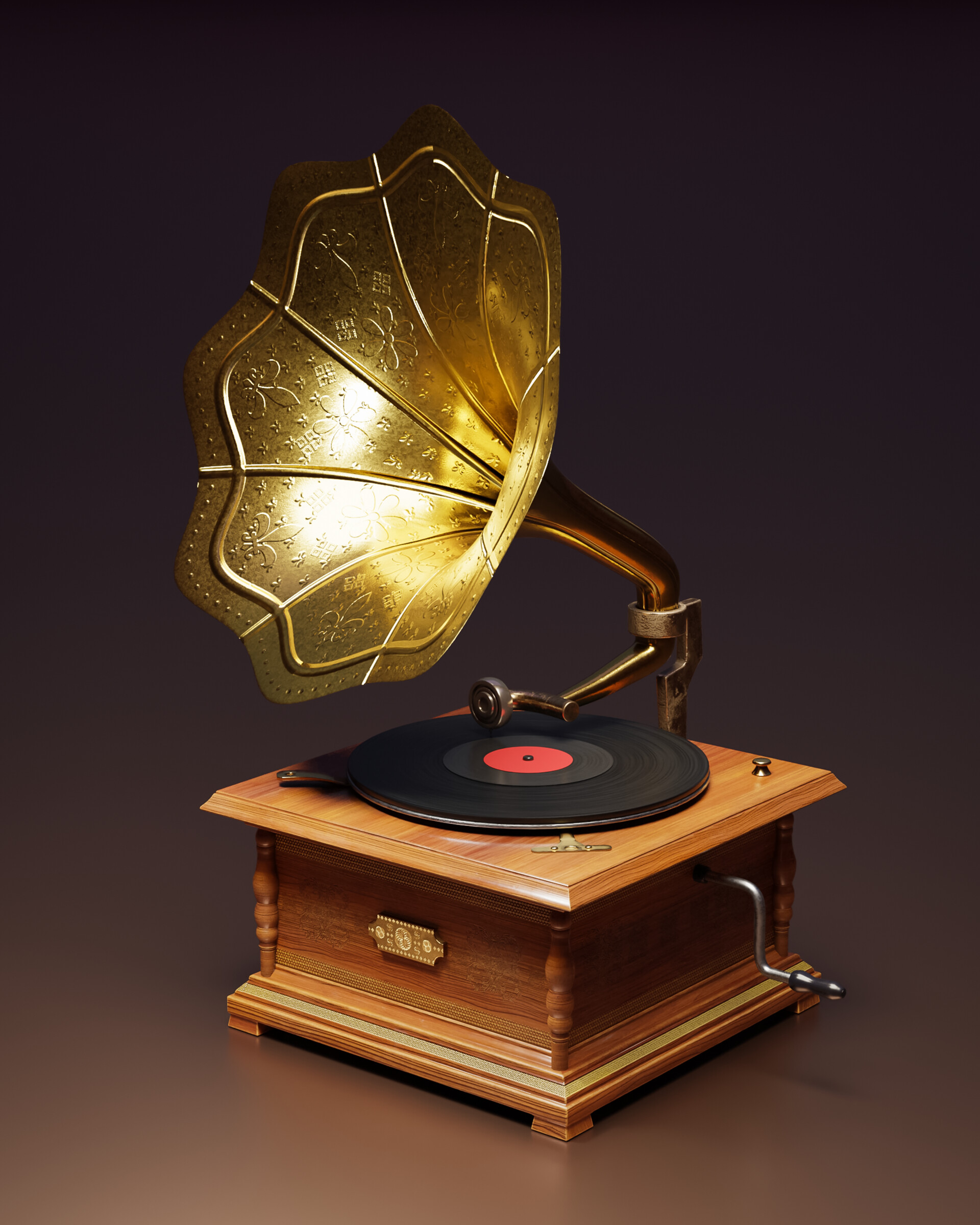 High Poly 3D Gramophone Model
