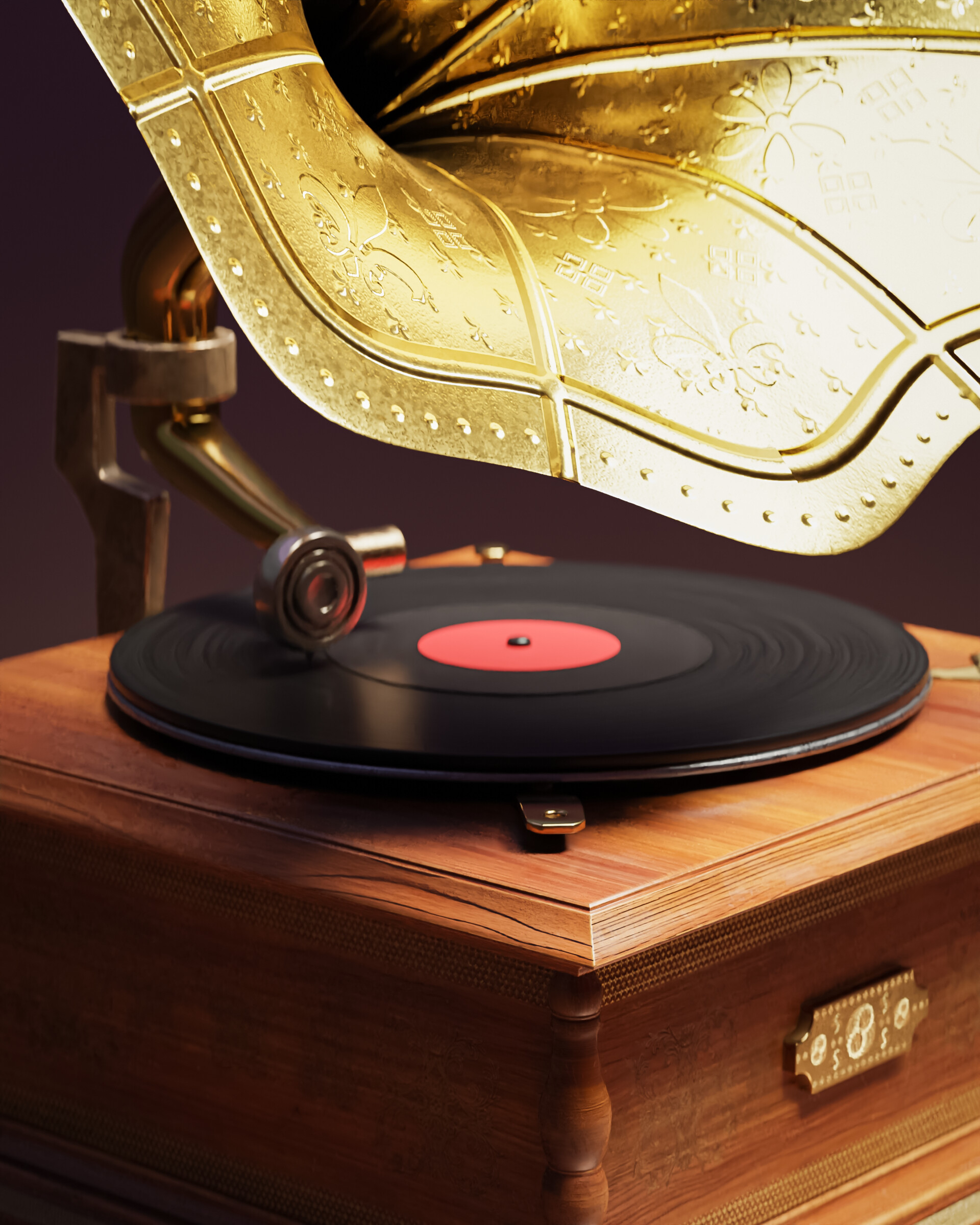 High Poly 3D Gramophone Model