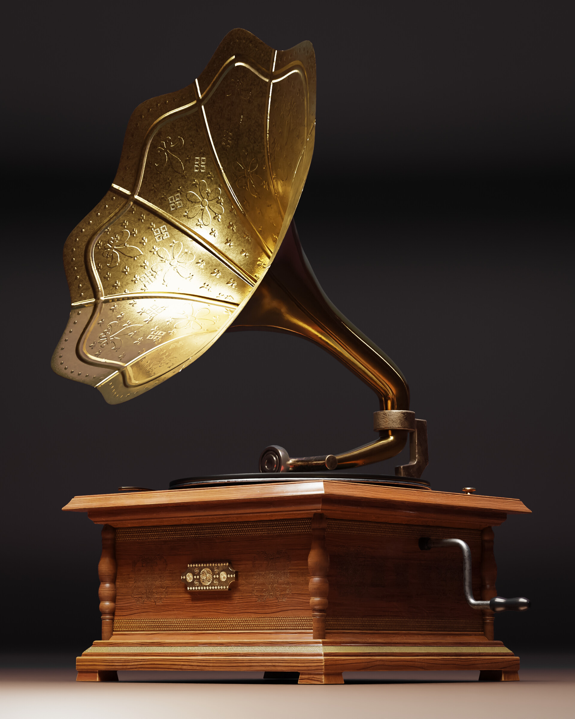 High Poly 3D Gramophone Model